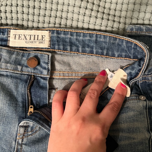 Elizabeth & James Textile Leather Patchwork Denim Jeans - Picture 5 of 9